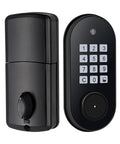 Ditch The Keys Forever With This Keyless Entry Electronic Keypad Deadbolt Lock Built For Wooden Doors Quick Plug And Play Setup side view with black keypad
