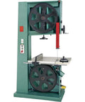 Front view of Beefy 24 Inch 5 HP Industrial Bandsaw With Dual 4 Inch Dust Ports, Ball Bearing Blade Guides, Quick Release Blade Tension.