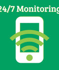 24/7 monitoring symbol for Straight Up Heavy Duty Sump Pump Combined With Rock Solid Battery Backup Power System.