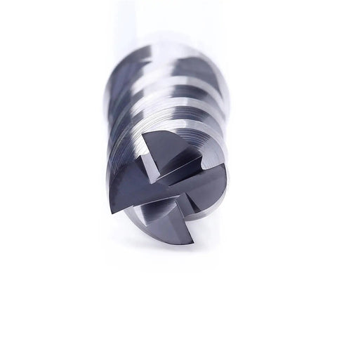 Heavy Duty Solid Carbide End Mill And Wood Router Bit TiAlN Coated Four Flute 1 To 20 Millimeter Milling Cutter For Steel T Slot Shank Type close-up front view