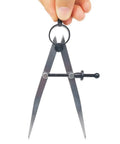 Heavy Gauge Adjustable Wing Divider Locking Steel Compass Six Inch Legs held in hand for accurate layout scribing and marking.