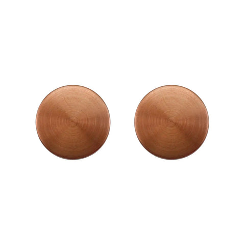 Slick Vintage Brushed Screw Caps With Rust Proof 304 Steel For Wall Mirrors And Coffee Tables Easy Grip Decorative Fasteners In Warm Red Copper Finish, two caps.