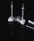 Dope Clear Acrylic Skateboard Wall Mount Hanger for Display and Storage with stainless steel hardware on black background