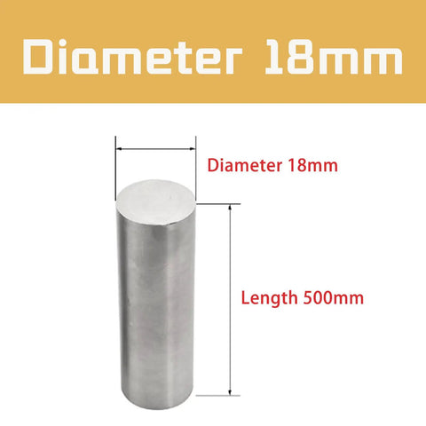 Tough As Nails 500mm 304 Stainless Steel Round Bar 18mm Diameter Solid Metal Rod showing dimensions for projects.