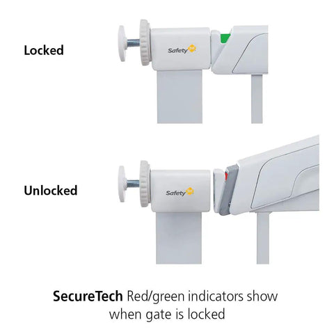 Flat Step Pressure Mounted Baby Gate For Doorways With Door, Easy No Drill Install, Pet Friendly Design For Hallways And Stairs, White, Keeps Kids And Pets Safe, Adjustable Fit From 28¾ To 31½ Inches Wide, Durable And Convenient