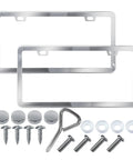 Stainless Steel License Plate Frames Two Pack With Screws And Caps Rust Proof Car Tag Frame Protector Cover For Automotive Exterior Accessories