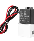 2 Way Normally Closed DC 12V Solenoid Valve for Air Gas Water and Liquid, 1/4 In NPT, aluminum anodized, side view