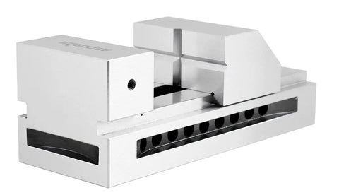 3 Inch Precision Screwless Vise Hardened Jaw With Ultra Accurate 0.0002 Inch Tolerance, Heavy Duty Clamp for Milling and Machining, Wide 0 to 3.94 Inch Jaw Opening, Built Tough for Long Lasting Precision, silver metal vise