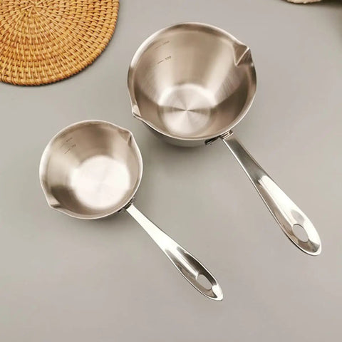 Slick Melting Pot With Pour Spout For Hot Coffee Chocolate And Soups Fire Kitchen Warmer Bowl set of stainless steel measuring cups.