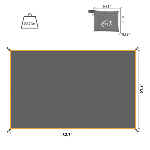 Waterproof Camping Tarp Groundsheet Footprint 51.2 X 83 Inches Lightweight with carry bag, size illustration.