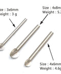 Rock Solid Workhorse White Steel Wood Milling Cutter Bit For Root Carving And Woodworking. 4Mm Shank Fits Most Handheld Grinders. Three sizes displayed.