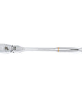 Two Piece 1/4 And 3/8 Inch Drive Ratchet Set With 90 Tooth Full Polish Flex Head, 4 Degree Swing For Tight Spots, side view.