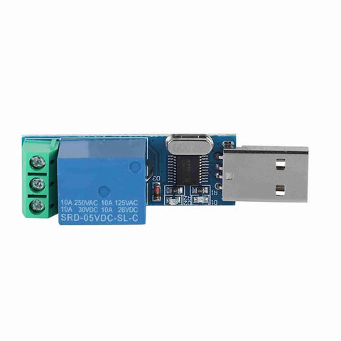 LCUS-1 USB Relay Module With 5V USB Control, 10A Switching, Overcurrent Protection, No Fuss Smart Home Automation Ready, Plug And Play Microcontroller Interface For DIY Projects, Fast Response And Reliable Device Control. Blue USB relay board with terminal block and relay