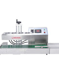 Continuous Induction Bottle Cap Sealer Machine LX6000, durable design for 20-80 mm caps, 220V electromagnetic seal.