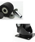 Straight Up Heavy Duty Swivel Castor Wheels Nylon Furniture Casters Black four pack showcasing caster wheel and steel bracket detail.