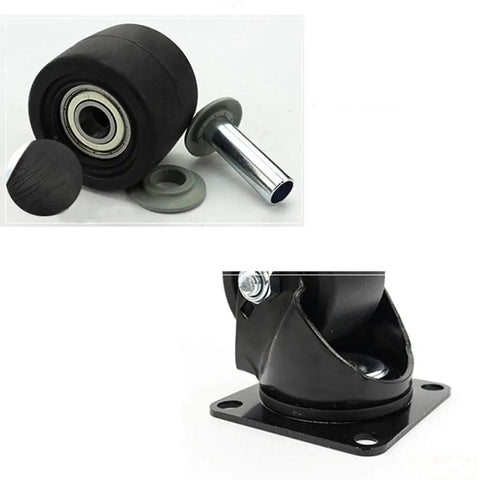 Straight Up Heavy Duty Swivel Castor Wheels Nylon Furniture Casters Black four pack showcasing caster wheel and steel bracket detail.