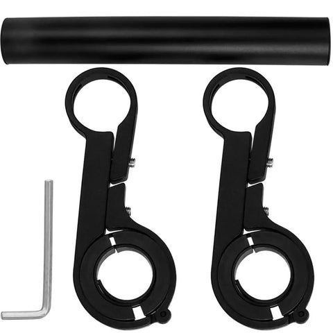 Components of 7.9 Inch Bike Handlebar Extender Aluminum Alloy Extension Mount for Accessories Dual Mount Design displayed