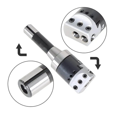 Nine Piece R8 Boring Head Set With Two Inch Heads And Morse Shank BT For Milling Heavy Duty Boring Bar Kit Includes One Half Inch Hole