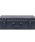 Waterproof Tool Box Organizer With Huge Capacity For Garage Or Job Site Keeps Tools Neat And Accessible Built For Outdoor Toughness Rugged Storage Case For Tools Small Parts And Gear, black front view, plastic