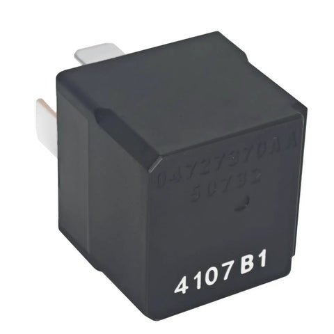 Pack of 2 12V DC 5-Pin Automotive Relay for Car and Truck - High-Performance OEM Direct Replacement for 04727370AA, 5081 B3, V4-1C-12V, Reliable Fuel Pump, Cooling Fan, and Electrical System Relay, black plastic relay with 4107 B1 marking