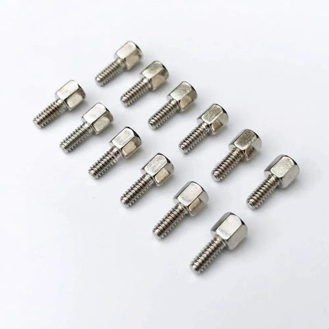 Set of 12 Premium Brass Male Female Hex Standoff Spacers For Motherboard Hardware and Circuit Board Mounting, solid copper alloy finish.