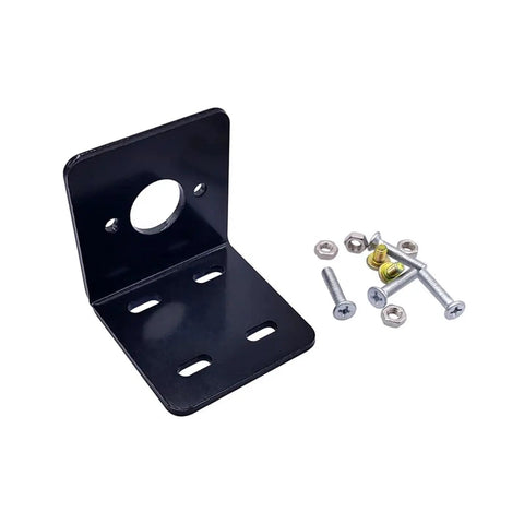 DC Motor Bracket And Steel Base For 750 755 775 795 7 Series Motors Electroplated Fixed Installation Frame Machine Mount Durable Mounting Platform For Precise Alignment And Stable Operation. Black steel motor bracket with mounting screws
