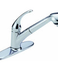 Foundations Pullout Kitchen Faucet, Chrome Finish, ADA Compliant, 8-Inch 3-Hole Mount, 120-Degree Swivel Spout