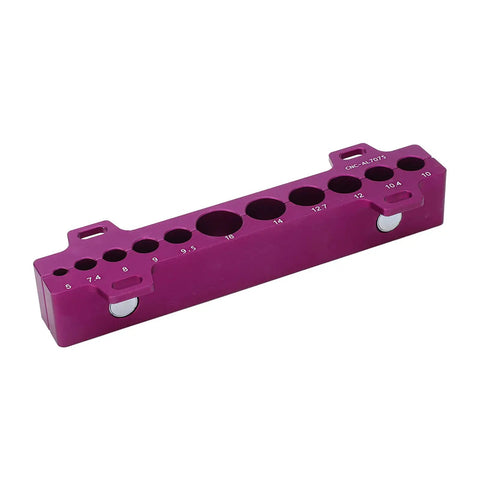AR Vise Block Set For Bike Maintenance And Repair, purple block with multiple holes, fits 5mm to 16mm parts, aluminum material