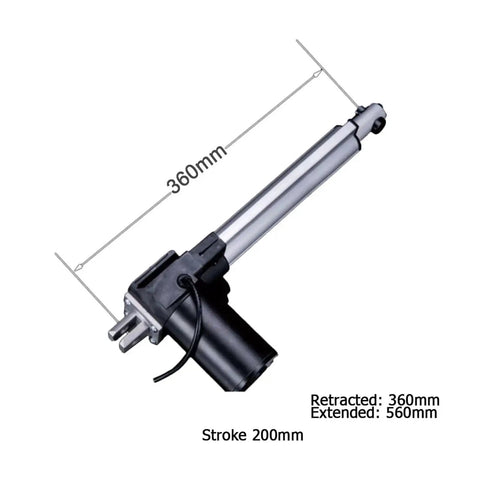 Beefed Up 6000N Linear Electric Actuator With 110-220V Power Supply And Controller 24V 6000N For High Precision Linear Motion 5 Mm Per Second Stroke 500 Mm Travel Durable Industrial Grade, 360mm retracted, 200mm stroke