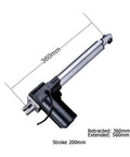 Rock Solid Linear Electric Actuator Delivering 6000N Push Pull Force With A Quick 50Mm Stroke And Smooth 5Mm Per Second Glide visible with dimensions.