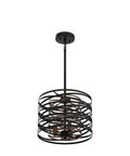12.6 Inch Farmhouse Chandelier For Dining Room With Three Light Industrial Metal Hanging Light Fixture Rustic Drum Pendant Black