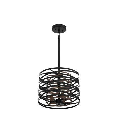 12.6 Inch Farmhouse Chandelier For Dining Room With Three Light Industrial Metal Hanging Light Fixture Rustic Drum Pendant Black