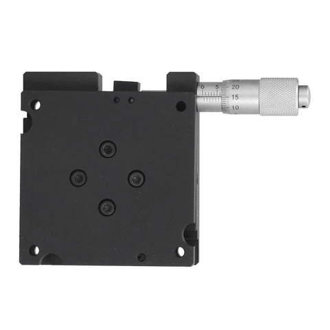 RF A60 Linear Stage Translation Platform With Manual Angle Square Micrometer top view, 60x60mm aluminum, for precision positioning