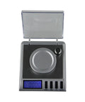 Hella Precise 20g Digital Pocket Scale For Jewelry And Small Loads With Dead On 0.001G Precision Lab Balance, top view with LCD screen and transparent lid.