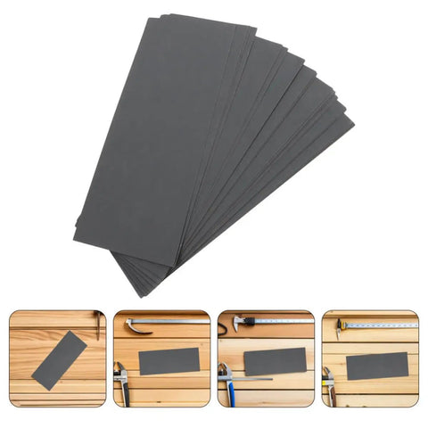 Grab A Pro Level 21pcs Emery Sandpaper Sheet Set For Wet Or Dry Grit Sanding On Metal And Wood Surfaces to show grey sheets arranged in a pack.