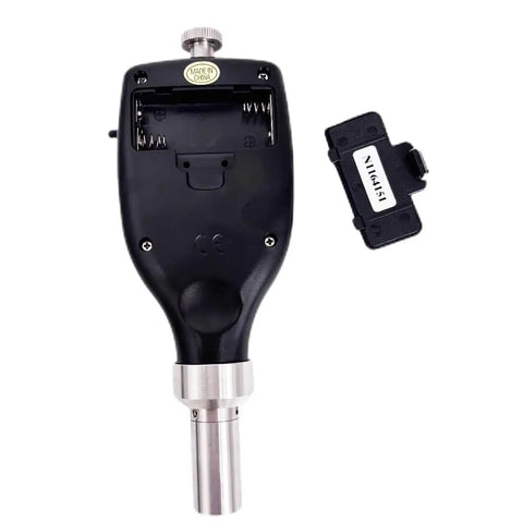 Big League Portable Wood Density Meter Delivering Plus Minus 0.01 G Cm Cubic Precision With No Sweat Calibration and quick average calculation setup, battery compartment view.