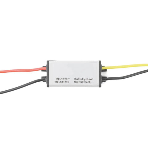 12V To 8.4V DC Buck Regulator Power Converter For Automotive Use, 2A Output At 16.8W with color-coded input and output wires