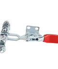 Beefy Heavy Duty Horizontal Toggle Clamp With Dual Head And Quick Release Iron Construction Delivers 500lb Holding Power, side view