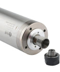 Heavy Duty Two Point Two Kilo Watt Water Cooled Cnc Router Spindle with threaded connector for wood engraving and milling tasks.