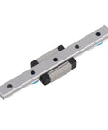 Miniature Linear Rail Block Set With Ball Retainer For Smooth Precision Movement, 100mm Bearing Steel Rail on white background