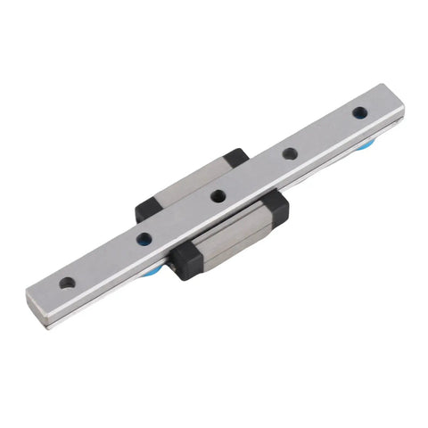 Miniature Linear Rail Block Set With Ball Retainer For Smooth Precision Movement, 100mm Bearing Steel Rail on white background