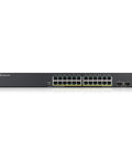 Front view of 24 Port PoE Switch With 170W Budget And 2 GbE SFP Uplinks Smart Managed Gigabit Network Switch 24x GbE PoE Plus