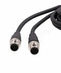 M12 A Coded 8 Pin Male to 8 Pin Male Shielded Signal Cable for industrial controls, 5m, showing connectors, PVC jacket