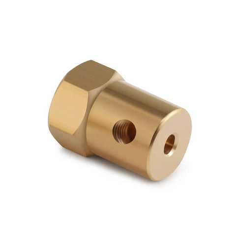 4 Pack Hex Couplers With 4mm Bore Brass Shaft Couplings For RC Cars And Model Motors, Durable Shaft Linkage Reducing Vibration At High Speed, Includes 8 M4 Screws And 2 Hex Wrenches For Quick Install, brass coupler close-up