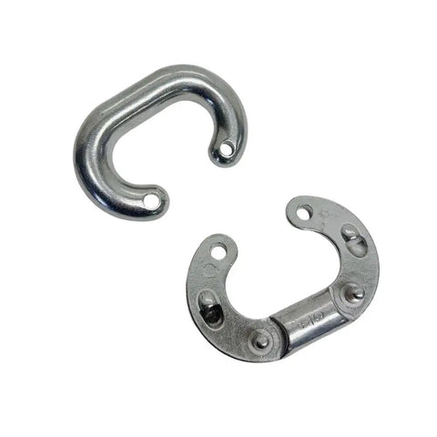 Built Like A Tank Drop Forged 3 4 Inch Marine Grade Stainless Steel 316 Chain Connecting Link shown from top angle.
