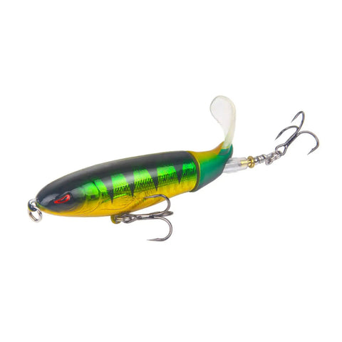 Whopper Bass Topwater Lure Kit With Floating Rotating Tail And Barb Treble Hooks, Plopper Lures For Saltwater And Freshwater, 10 Pcs Popping Lures For