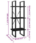 Three Tier Engineered Wood Book Cabinet In Black For Home Office Dope Industrial Style Bookshelf with dimensions 15.7 x 11.8 x 41.3 inch