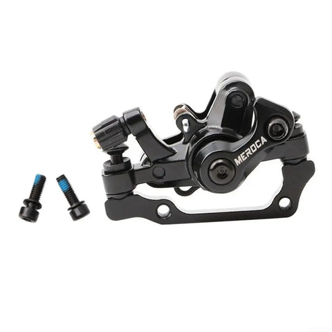 Heavy Duty Mechanical Disc Brake Caliper Front And Rear Kit With Solid Metal Pads For Mountain Folding And Road Bikes, black with mounting hardware.