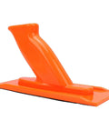 Heavy Duty Non Slip Woodworking Push Block And Safety Push Stick With Ergonomic Tilted Handle Is A Total Kickback Buster keeping hands safe, bright orange, ergonomic design.