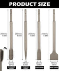 Heavy-Duty 4-Piece SDS-Plus Masonry Chisel Set With Flat, Pointed, U-Shaped And Wide-Mouth Chisels For Tile Removal And Concrete Demolition